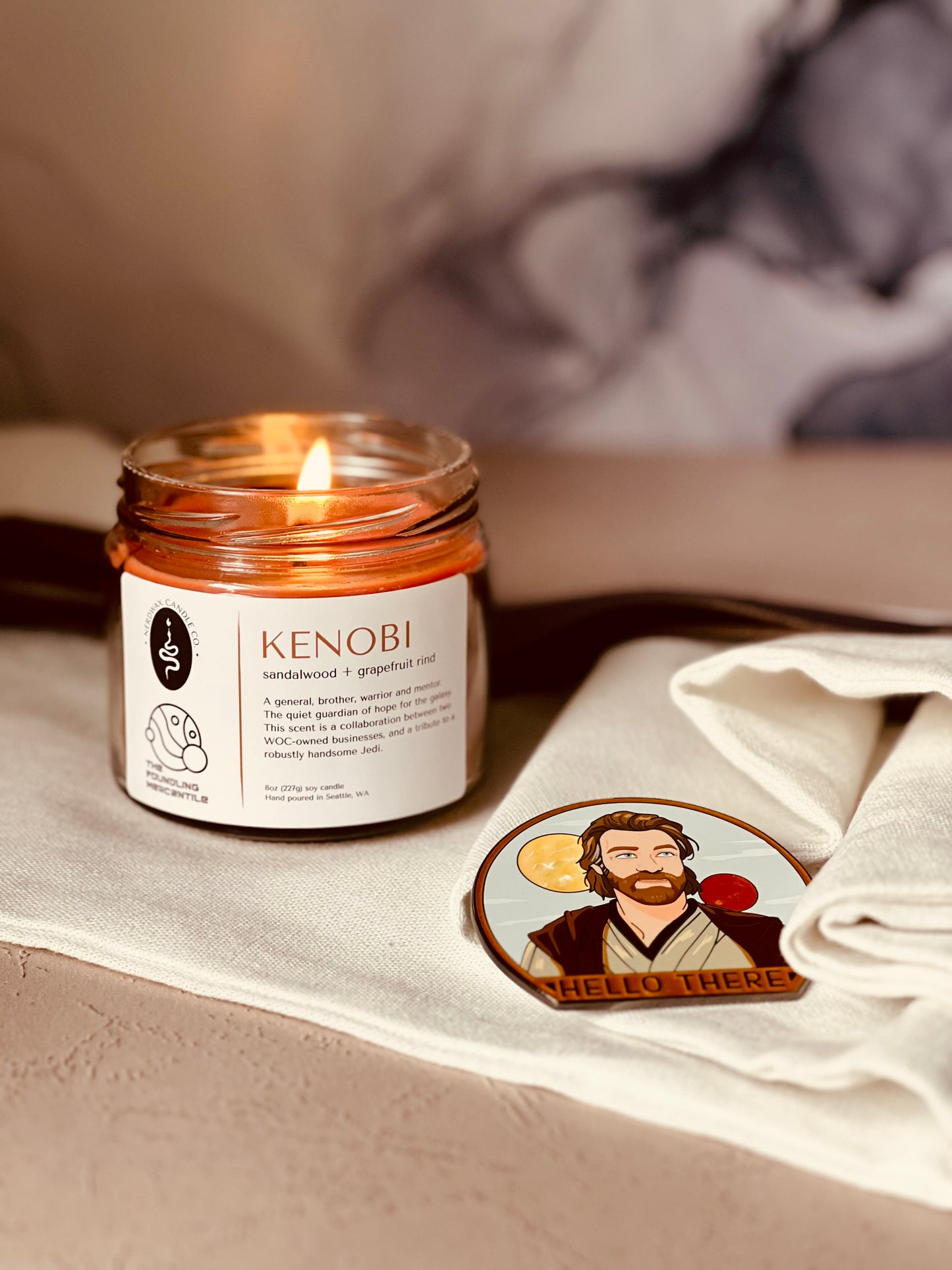 Hello There- In hand pin and candle bundle sale