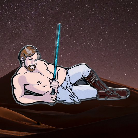 photo of an obiwan pin with a desert night background