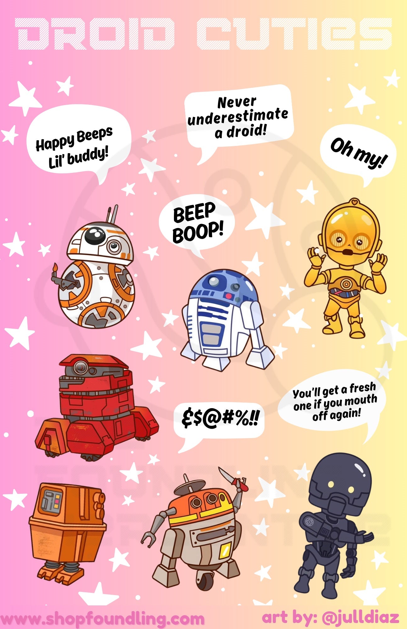 Droid Cuties Stickers - In Hand